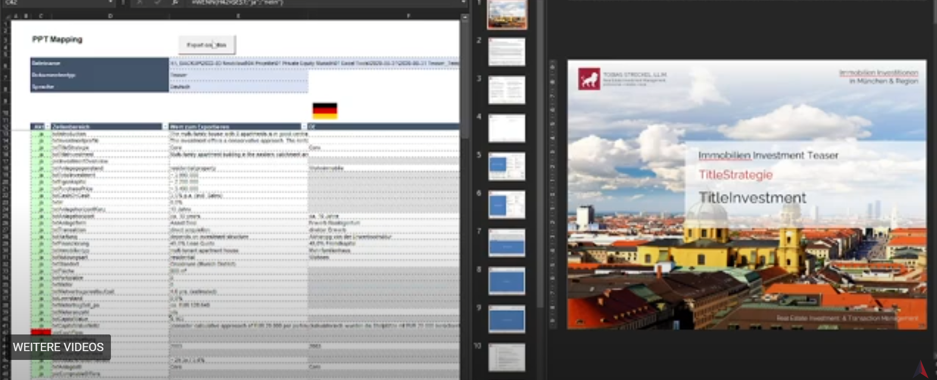 Automatisierte Erstellung eines Immobilien Teasers aus einem MS Excel Cash Flow